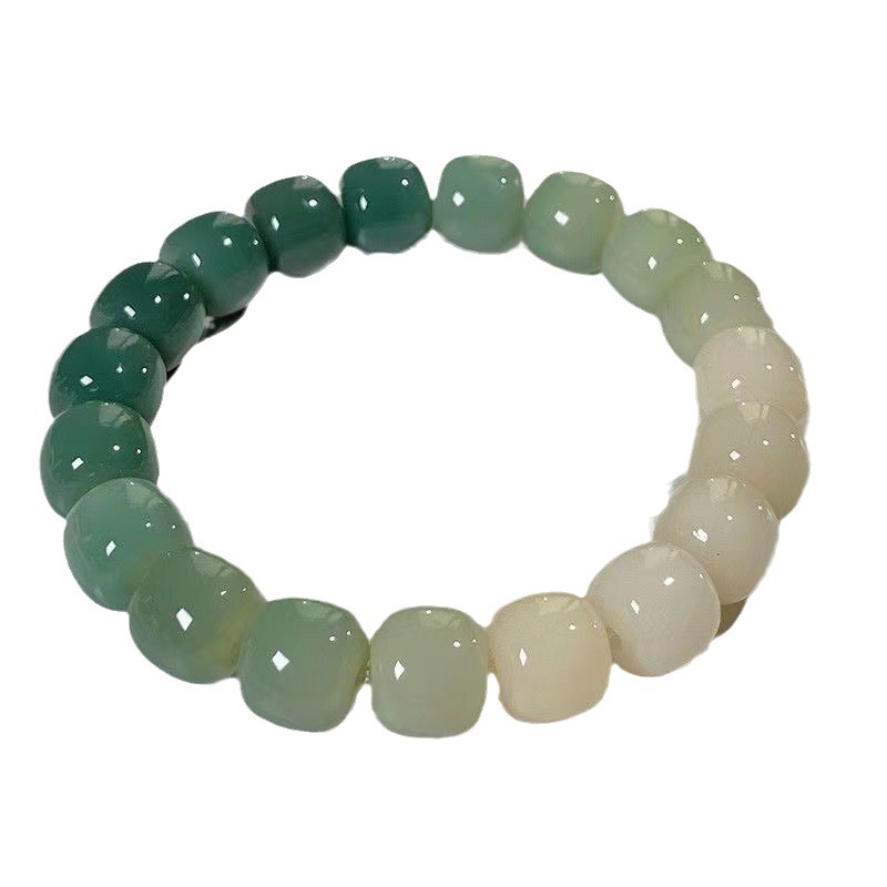 Picture of Sea Salt Blue and White Jade Bodhi Bracelet Women's Bracelet Small Lime Bodhi Root Wenwan Buddha Beads Rosary Plate Play Bracelet Men