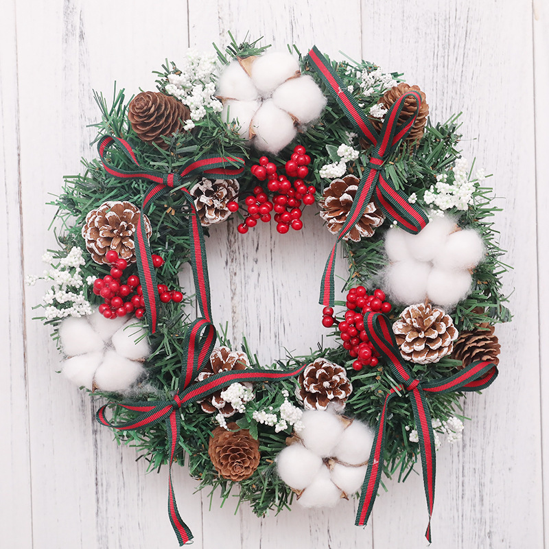 Picture of Christmas Wreath 30cm Christmas Decoration Artificial Wreath Window Door Hanging Christmas Shopping Mall Scene Layout Props