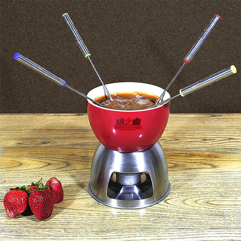 Picture of 24cm Stainless Steel Handheld Dessert Fork Six-Piece Set Fruit Fork Hot Pot Fork Cheese Chocolate Fork Kitchen Tool