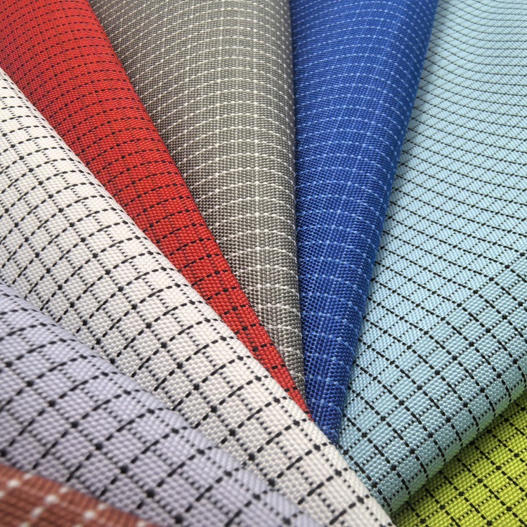 New In-Stock 300D Polyester Elastic Twisted Three-Panel Pu White Line Grid Three-Panel Oxford Cloth Blend Fabric