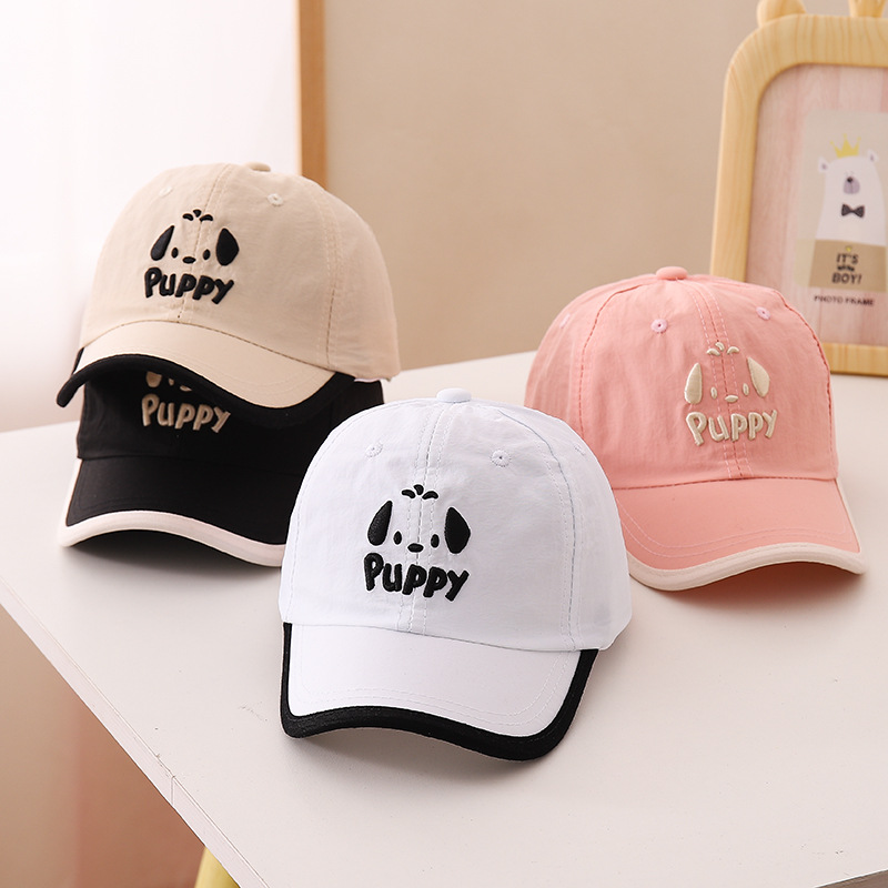 Picture of puppy embroidered puppy children's net cap boys baby cap summer girls sunscreen thin baseball cap sunshade