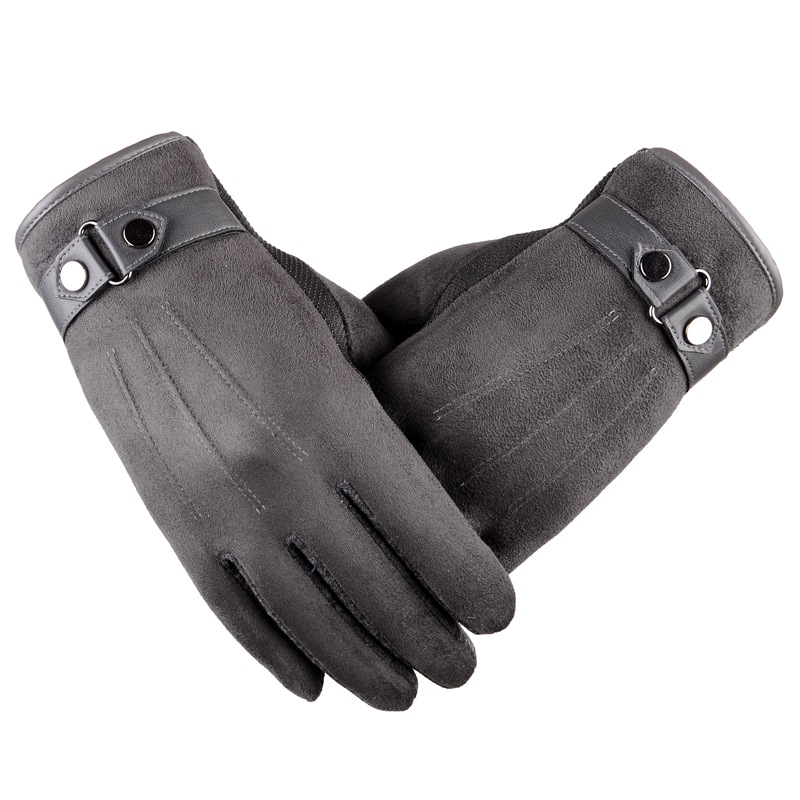 Picture of Suede Non-Falling Velvet Touch Screen Gloves for Men in Winter Thickeneded and Warm for Cycling and Driving Korean Casual Cotton Gloves Export