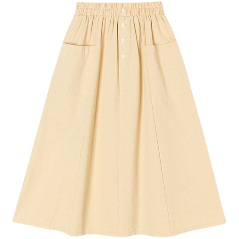 Summer new design umbrella skirt Korean style versatile slimming elastic high waist A- line skirt mid-length large swing skirt