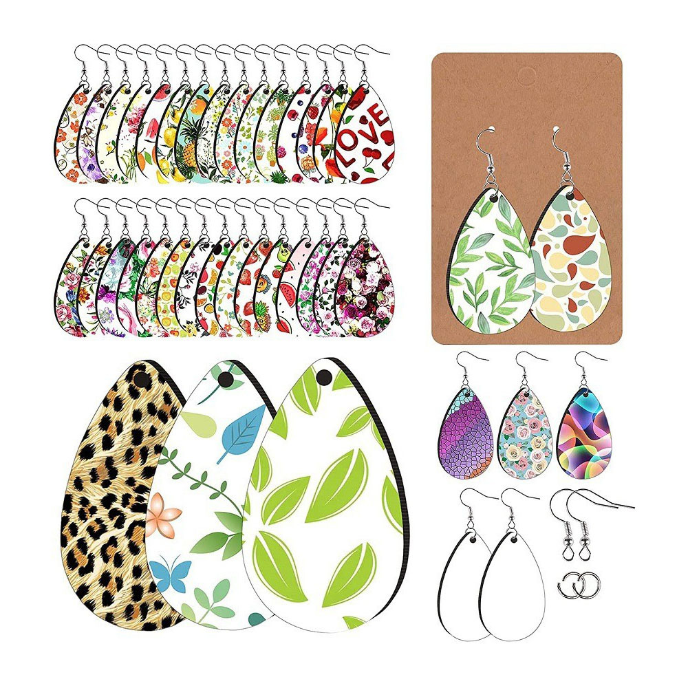 Creative 250 DIY blank sublimation water drop earrings thermal transfer pendant with ear hook Kraft paper card storage