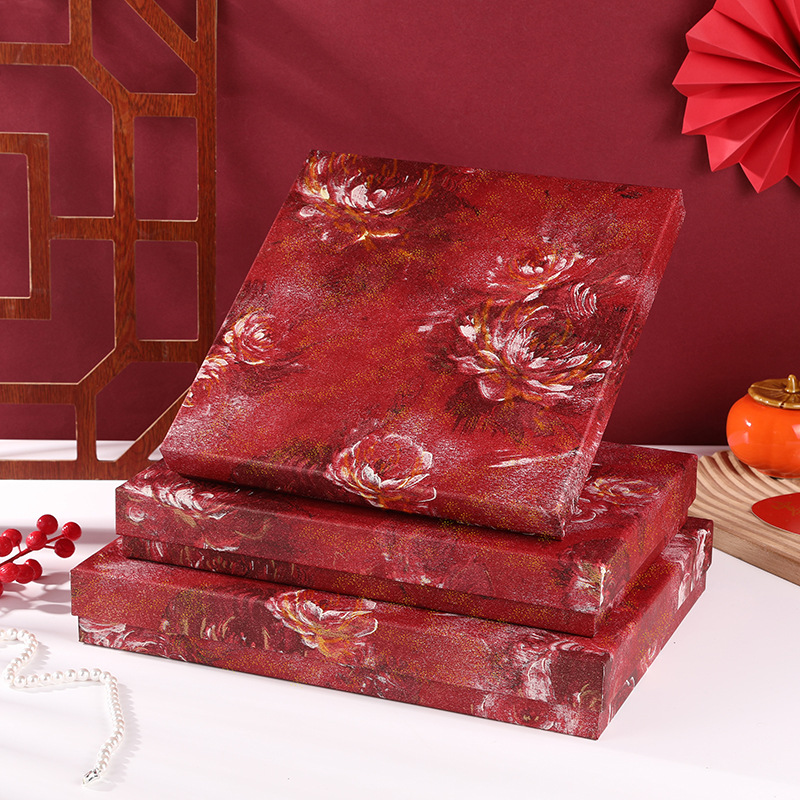 New Rectangular Red Gift Box Gift Box Scarf Gift Box Empty Box Heaven and Earth Cover Shirt Silk Scarf Box