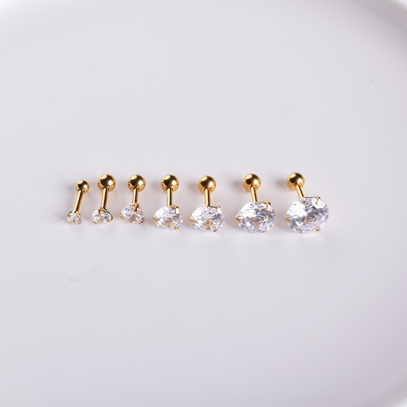 Picture of Round white diamond zircon earrings for men and women fashion Korean style earrings tide foreign trade ebay AliExpress earrings wholesale