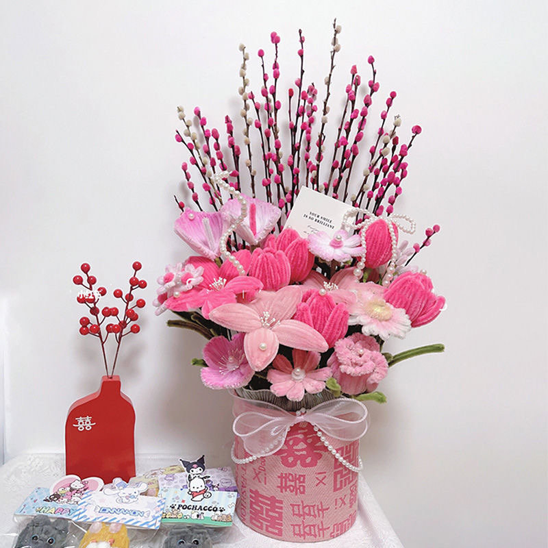 Happy Word Hug Bucket Accompanying Ceremony Wedding Bucket Fabric Bucket Wedding Fresh Flower Bucket diy Flower-arranging Bucket Floral Hug Bucket