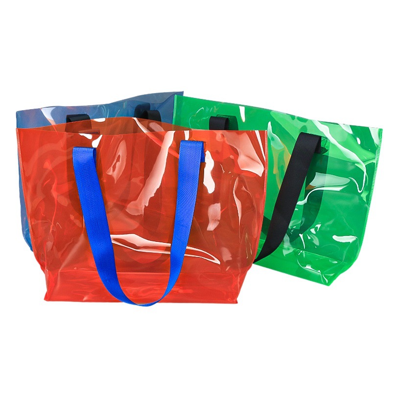 pvc tote bag transparent plastic bag radium color portable shopping bag ins Net red gift bag single shoulder bag in stock