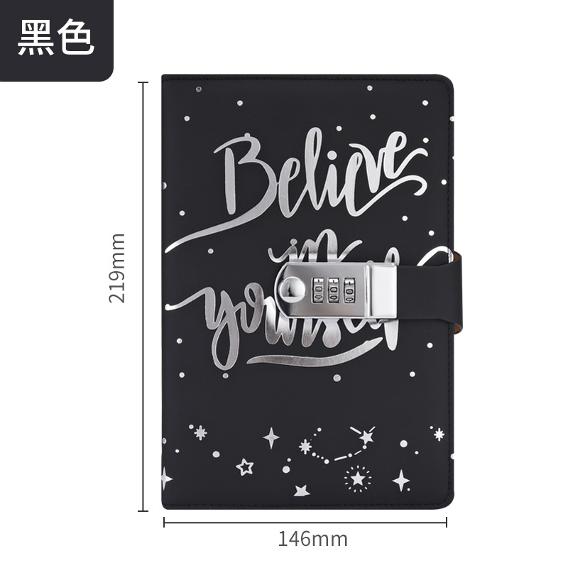Picture of New creative A5 European business office stationery work diary Pu imitation leather combination lock notebook notebook