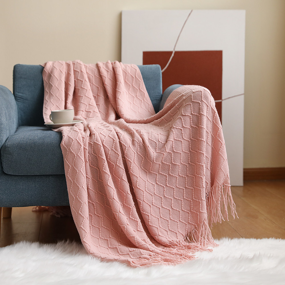 Picture of INS Sofa blanket Cover blanket Knitted Small blanket Diamond Nap blanket Air-conditioning blanket Bed Cover blanket Lunch Break blanket