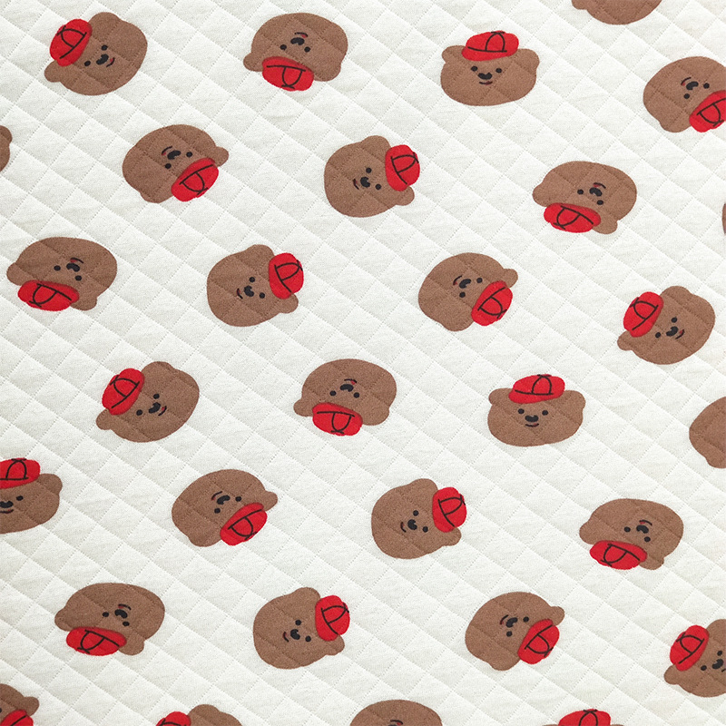 Picture of Original White Diamond Lattice Jacquard Air Layer Printed Baby Quilted Fabric Baby's Sleeping Bag Quilted Fabric