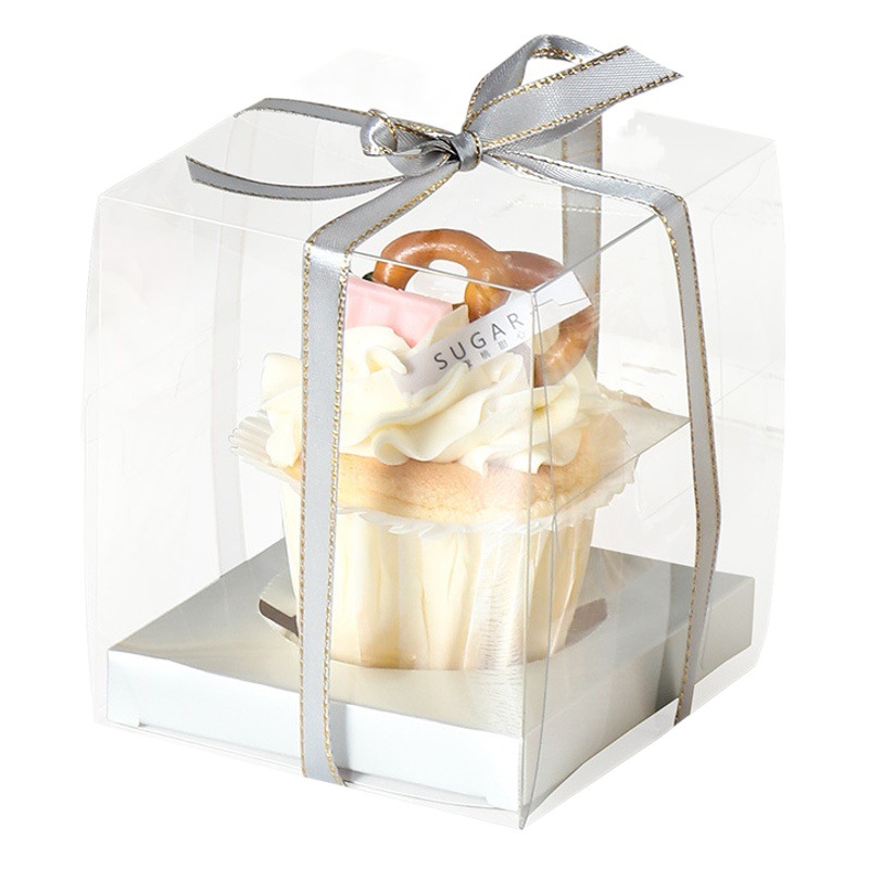 Full Transparent Single Paper Cup Small Cake Box 1 Mafen Cup Pudding Wood Bran Cup West Point Dessert Baking Packaging Box
