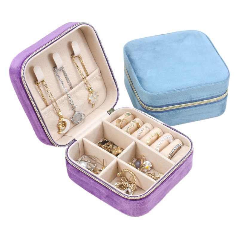 Simple Portable Velvet Cloth Jewelry Box Wholesale Jewelry Necklace Earrings Earrings Ring Ear Jewelry Storage Box