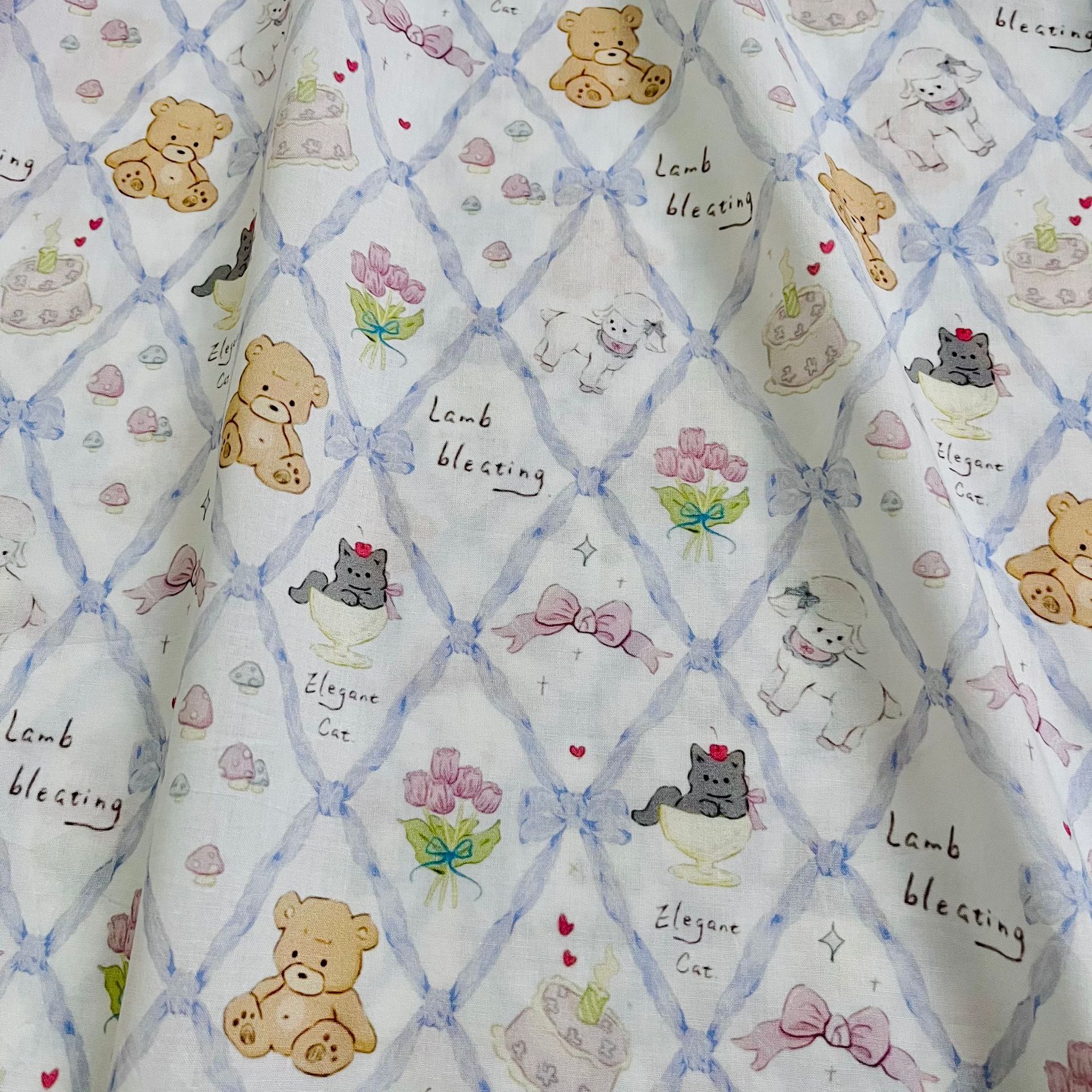 Picture of Cotton 60-Count Digital Printed Fabric, Cute Cartoon Pattern, Bags, Home Clothes, Dress and Shirt Fabrics