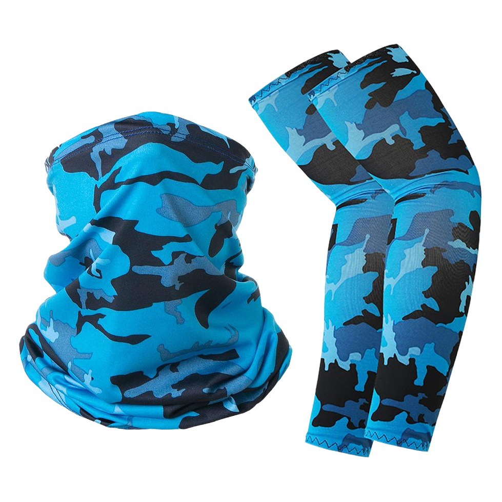 Cross-Border Outdoor Sun Protection Sleeves, Ice Silk Scarf Combination Set, Summer Cycling Milk Silk Arm Guards, Neck Scarf, Sports for Men and Women