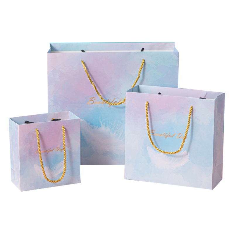 Exquisite White Cardboard Bag Handbag Gift Bag Universal Packaging Bag Color Printing Paper Bag Gift Shopping Bag Hand Gift Bag