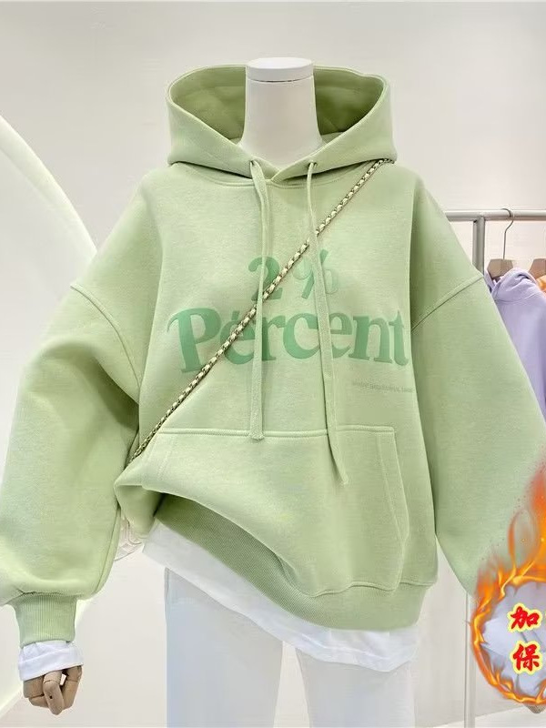Picture of Girls' Sweats Autumn and Winter 2024 New Children's fleece-lined Hooded Big Children's Girls' Children's Wear Spring Jacket Loose Outer Wear