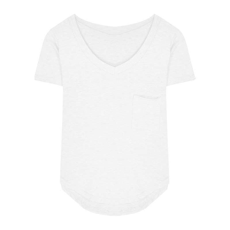 Picture of T-shirt Women's 2025 Summer New V-neck Design Sense Inner Base Shirt Irregular Hot Girl Pure Desire Short-sleeved Top