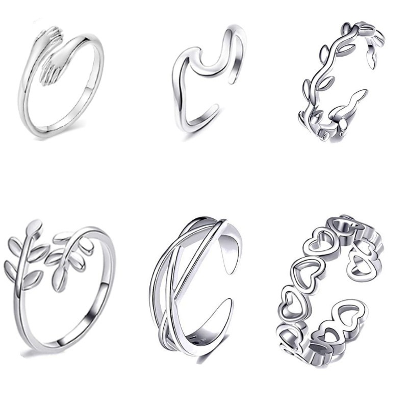 Picture of European and American 16 pcs/set women's foot finger joint ring arrow knot star leaves love silver plated foot ring suit