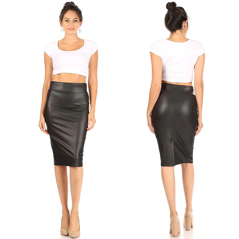 Women's new skirt spring and autumn sexy bright tight leather skirt Amazon cross-border supply wholesale Hangzhou factory