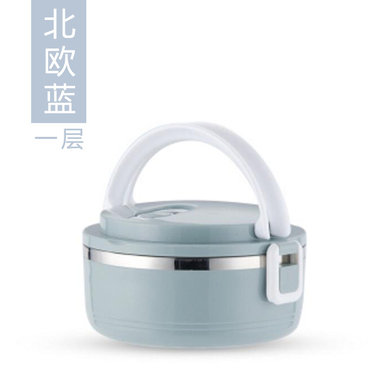 Picture of Stainless Steel Insulated Lunch Box Portable Round Double-Layer Student Lunch Box Multi-Layer Combination Sealed Fresh-Keeping Portable Lunch Box