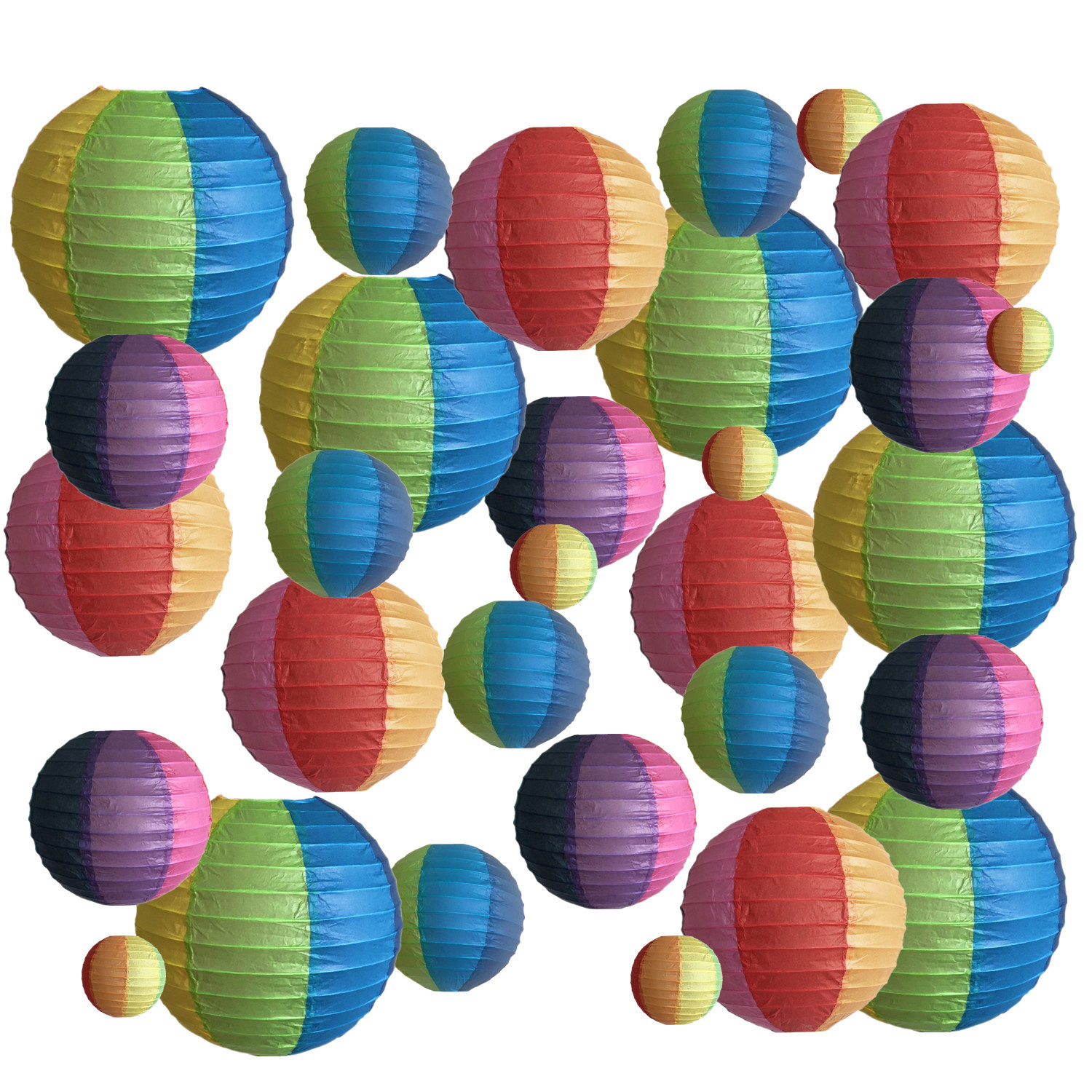 Picture of Spring, Summer, Autumn and Winter Colorfulful Paper Lanterns Round Foldableable Paper Art Combination Set Hanging Lanterns