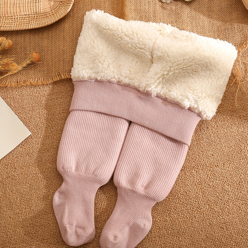 Picture of Girls' Leggings Autumn and Winter fleece-lined Baby Pantyhose Baby Warm Solid Color Children Pantyhose Thickened One-piece Pants