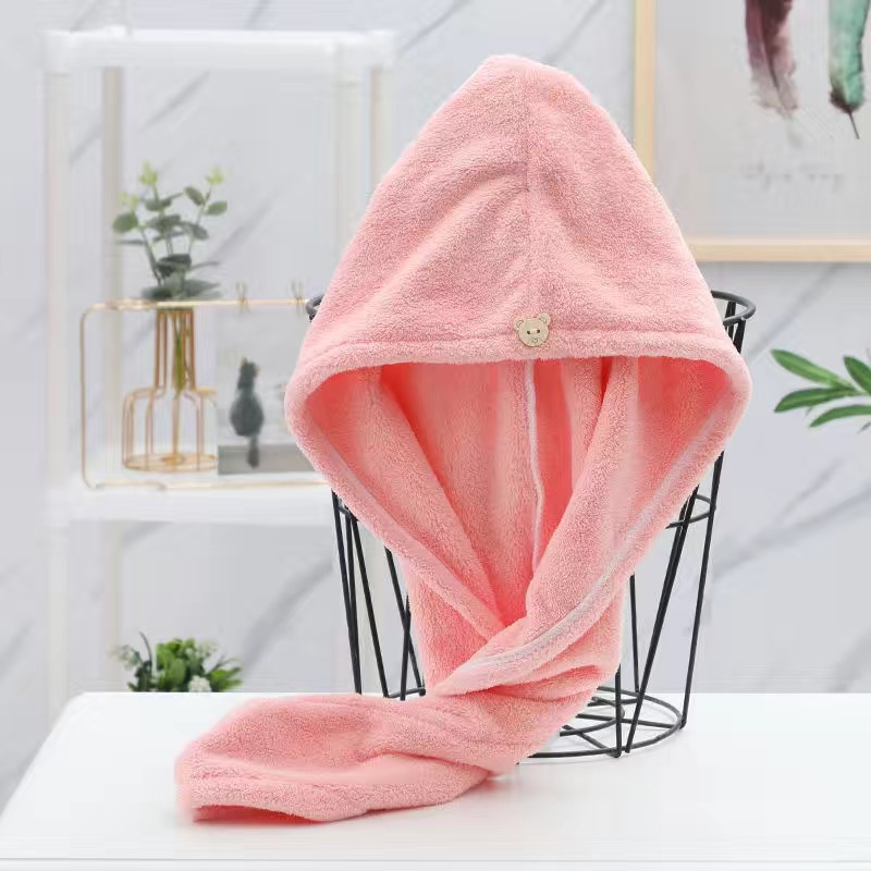 Picture of Dry Hair Cap Thickeneded High-Density Coral Velvet Girls' Absorbent Shower Cap with Edge Dry Hair Towel Quick-Drying Autumn and Winter Turban