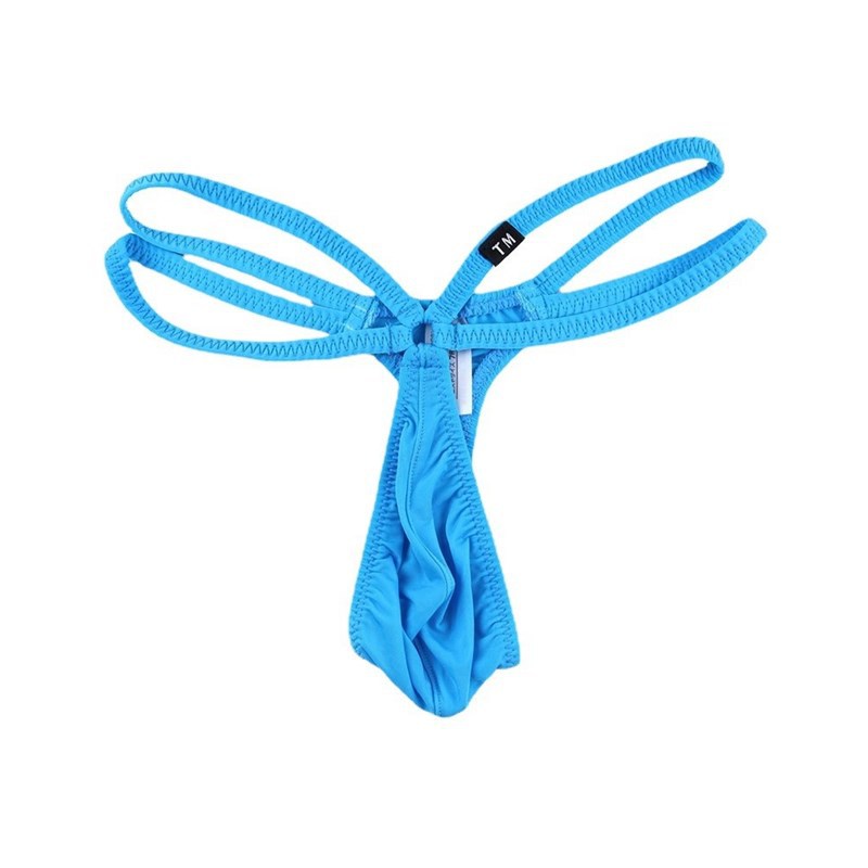 Picture of Men's thong Elastic ice silk fabric sexy double thin waist with ring underwear comfortable low waist men's single t pants