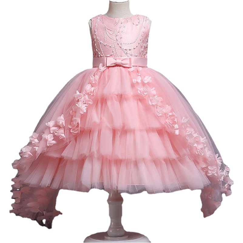 New Children's Dress Princess Dress Wedding Dress Puffy Lace Trailing Lace Piano Show Performance Cross-border Exclusive