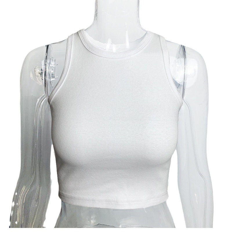 Picture of White Camisole Women's Summer Outer Wear Short Bottoming Sexy Inner Wear Sexy I-Shaped Sleeveless Thai Top