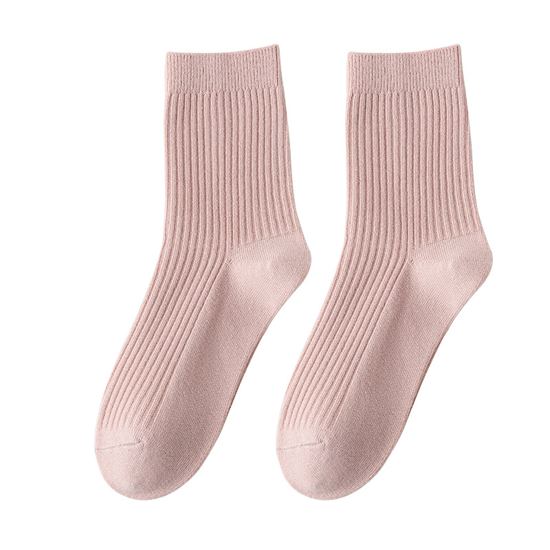 Picture of Women's Pure Cotton Socks for Autumn and Winter, Sweat-Absorbent and Odor-Resistant, Double-Needle Mid-Calf Socks, All-Cotton Women's Socks, Zhuji Socks, Pure Cotton Socks