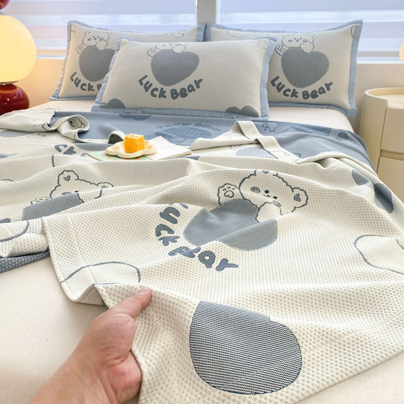 Picture of Ice Silk Summer Cool Blanket Nap Thin Summer Cool Quilt Gauze Towel Adult Cool Summer Blanket Thin Blanket Summer