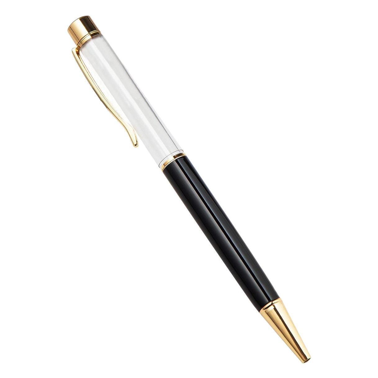 Metal hollow rod DIY ballpoint pen can be filled to make Crystal quicksand gold foil pen printing logo lettering diy pen