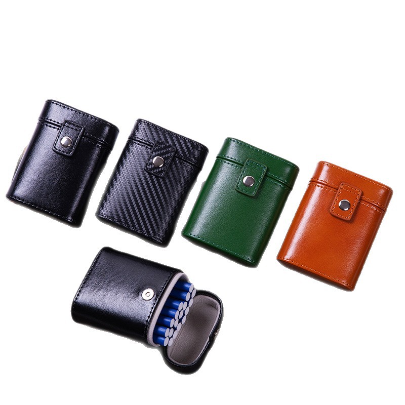 Picture of Men's Cigarette Box Fashionable 20-Pack Thick Cigarette Flip-Top Magnetic Buckle Chimney Pu Leather Cigarette Bag Cigarette Box