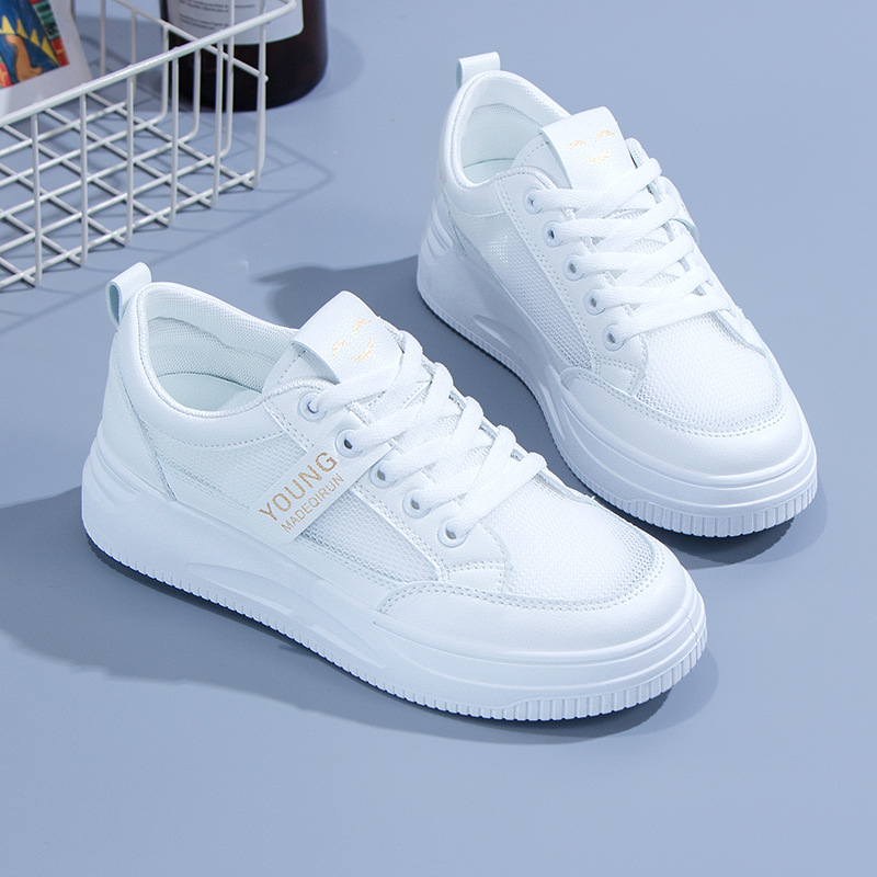 Picture of White Shoes Women's 2025 Summer New Breathable Mesh Thin Women's Shoes All-match Student Flat Sports Casual Mesh Shoes