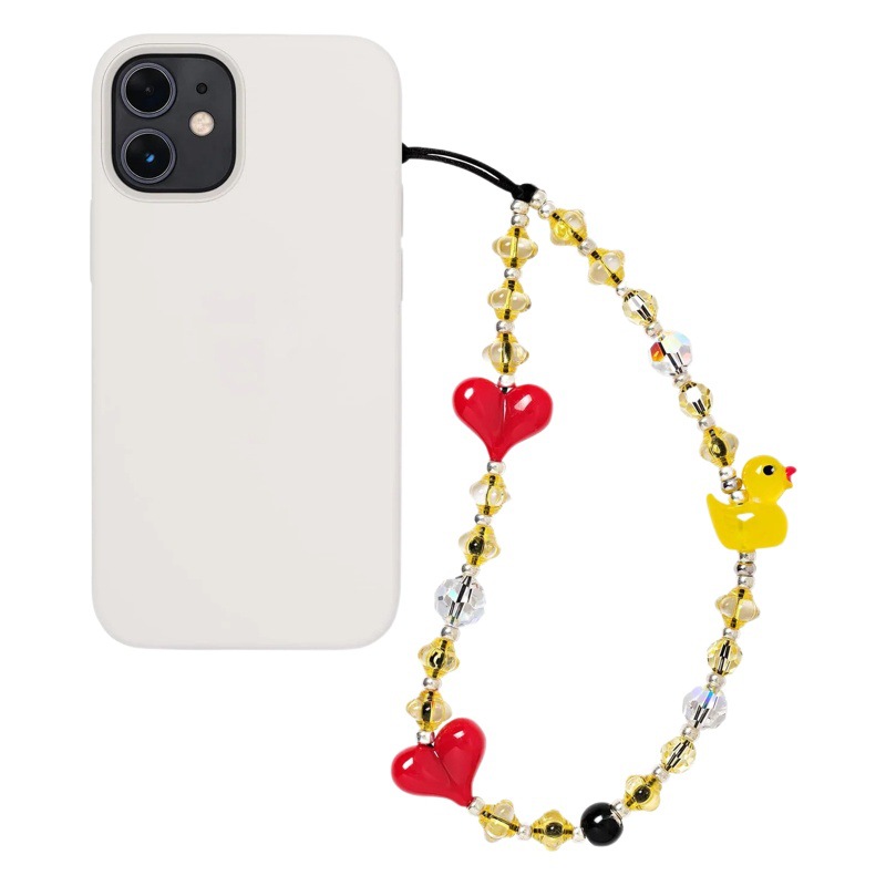 KKBEAD Cute Little Duck Girl's Beaded Woven Mobile Phone Chain Women's Wristband All-match Lantern Bead Mobile Phone Case Hanging Decoration