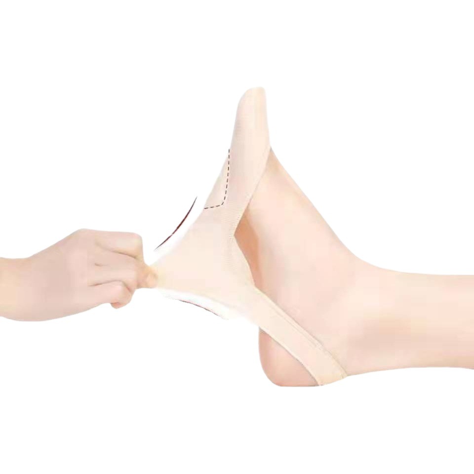 New Boat Socks Women's Summer Garter Socks Thin Shallow Mouth Ice Silk Cotton Pad Cut Out Invisible Socks Non-Slip Silicone Non-Falling Heel