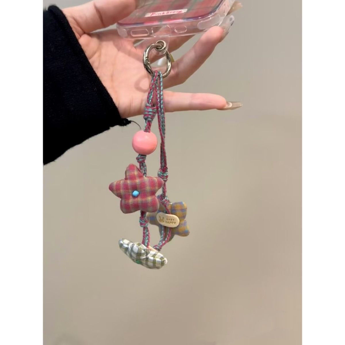 Plush five-pointed star mobile phone chain cartoon doll mobile phone universal chain anti-lost lanyard pendant beaded chain