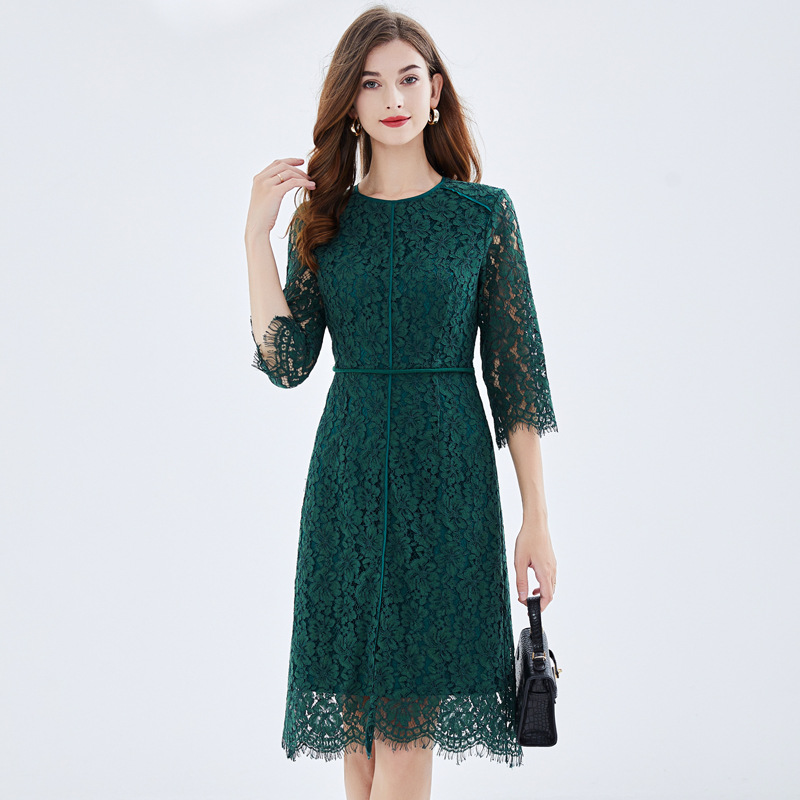 Picture of TAOYIZHUAI brand green lace dress chubby girl European and American young lace-up fashion eyelash dress