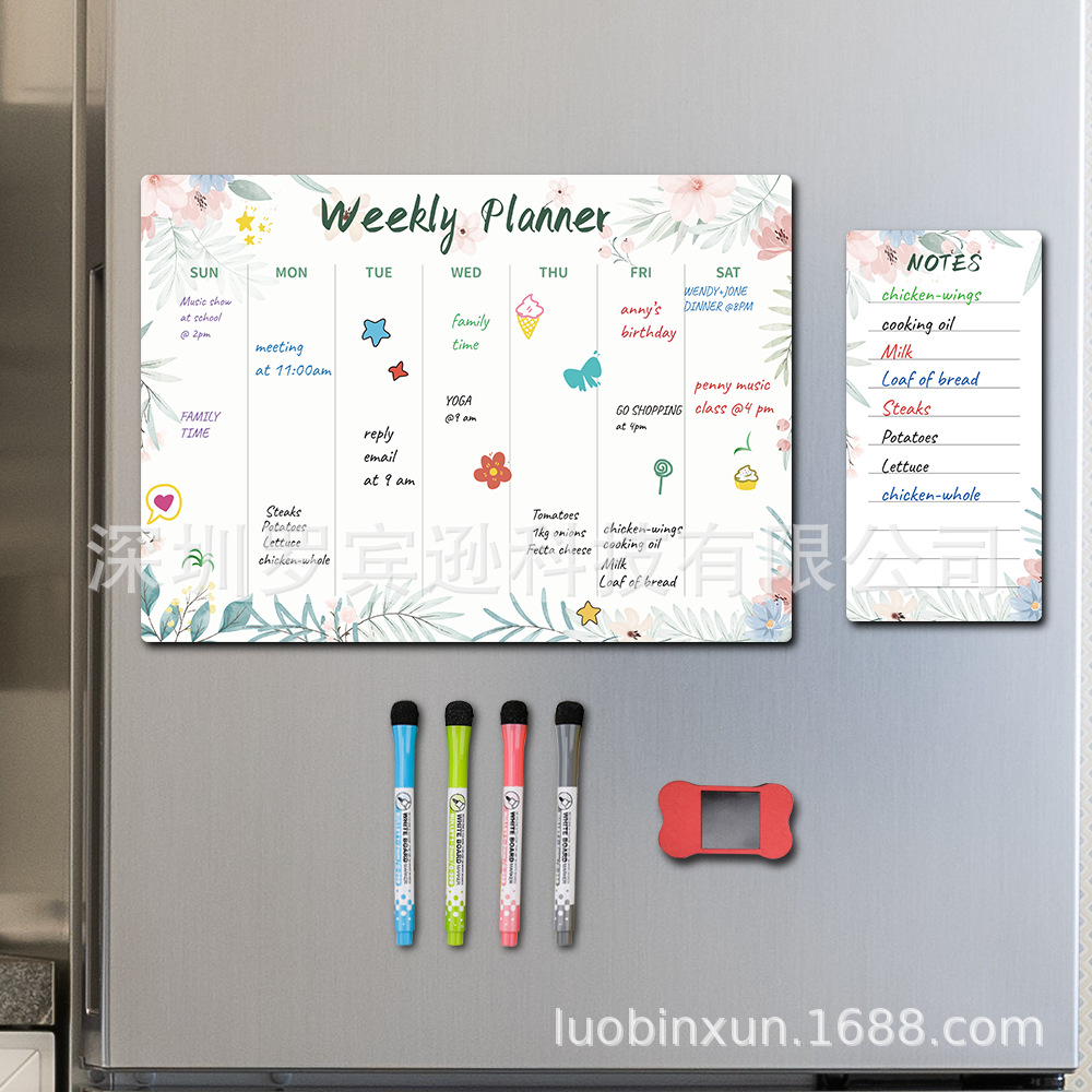 Schedule Calendar Refrigerator Sticker Rewritable Creative Noteboard Week Schedule Convenience Message Board Summer Schedule