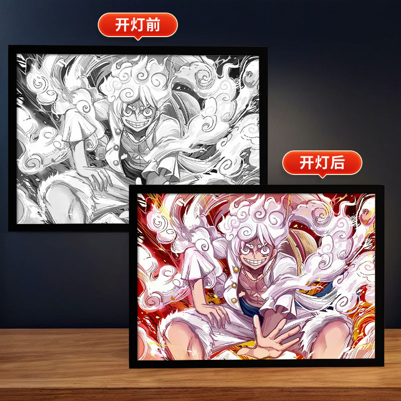 Picture of Carefully Selected One Piece - Luffy Light Painting Zoro Atmosphere Luminous Decorative Painting DIY Animation Creative Desktop Table