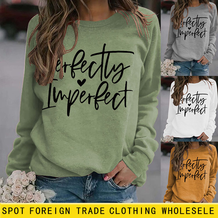 Picture of Amazon Wish Cross-Border Autumn and Winter Fashion Perfect Imperfect Letter Print Women's Sweatshirt
