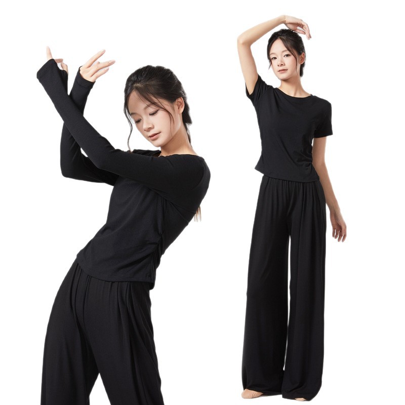 Picture of Women's dance costumes, adult body training suits, modern dance wear, ballet practice wear, crew neck slimming classical dance costumes