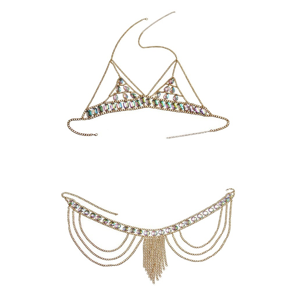 Picture of 2024 European and American Cross-Border New Sexy Backless Chest Chain Acrylic Multi-Layer Tassel Waist Chain Set Body Chain