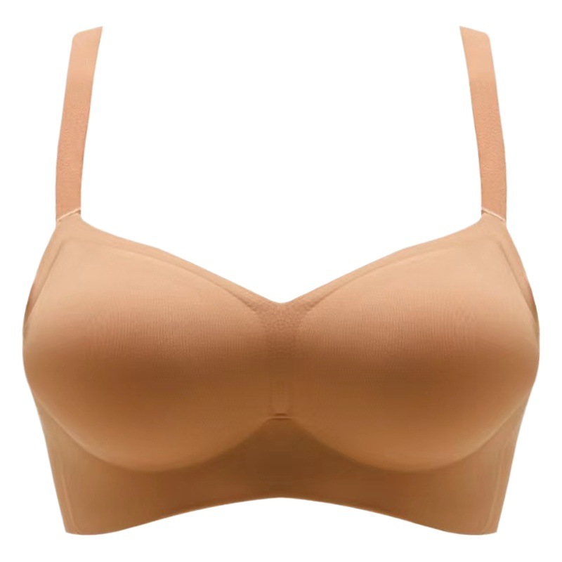 Extending Fixed Cup Soft Support Underwear Women's Small Chest Flat Chest Push-up No Steel Ring Seamless Chest Large Thickened Bra