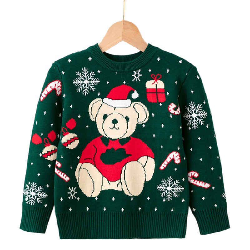 Europe and the United States autumn and winter new children's Christmas sweater bear girls baby pullover base sweater spot direct sales