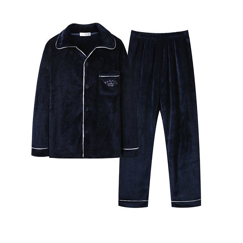 Picture of Winter new men's outdoor pajamas coral fleece pajamas men's thickened flannel home wear one-piece delivery