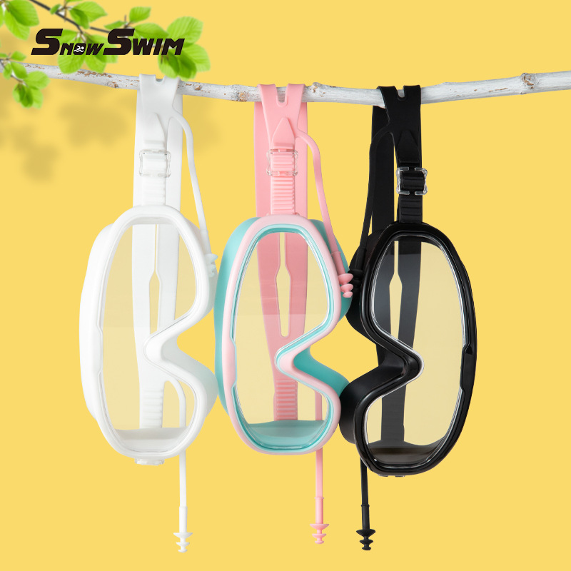 Bagged swimming goggles adult men and women HD waterproof anti-fog electroplating swimming goggles flat light large frame swimming glasses factory