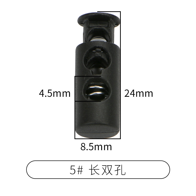 Picture of Manufacturer Plastic Adjustable Elastic Belt Spring Buckle with Rope Pig Nose Buckle Single and Double Holes Round Black Transparent Drawstring Buckle